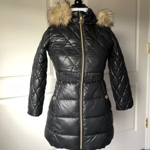 Black quilted winter coat
